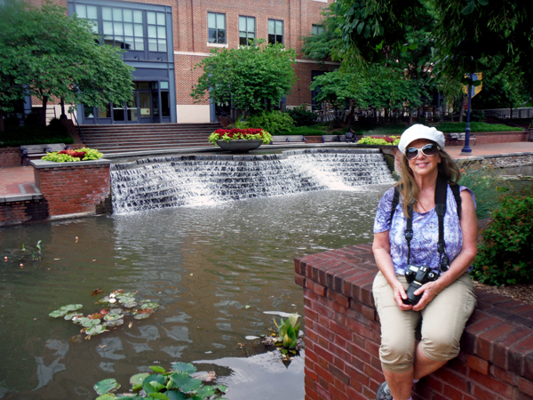 Karen Duquette by the waterfall