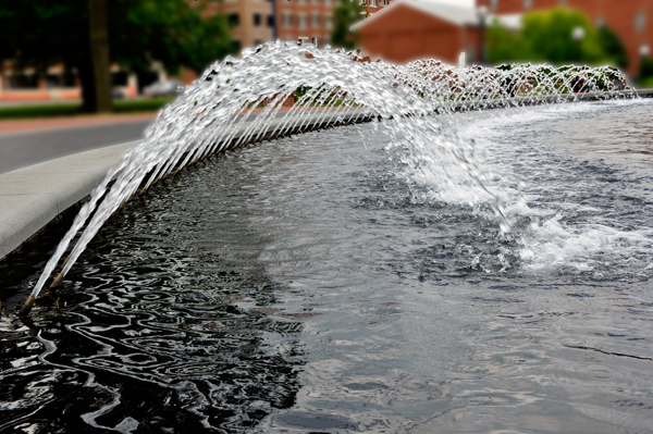 water sprinklers in a pond