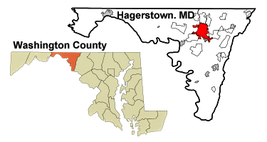 Maryland map showing location of Hagerstown