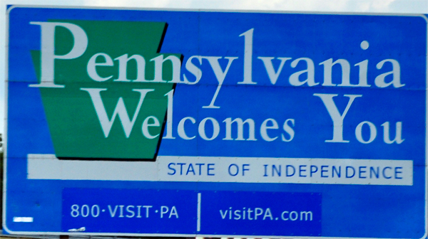 Pennsylvania welcome sign
