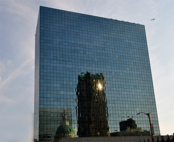 reflection on a building