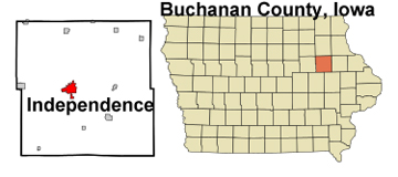 map of Iowa showing location of the City of Independence