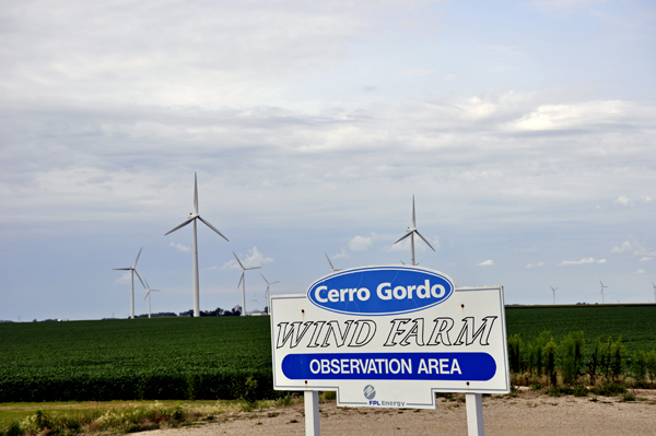 Cerro Gordo County Wind Farm sign