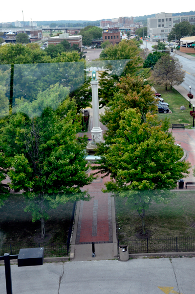 view through the window of the Davenport Skybridge