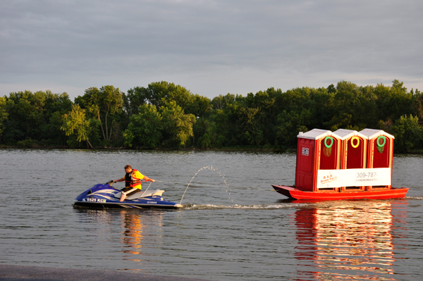 outhouse being towed