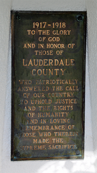 plaque for The Meridian doughboy statue