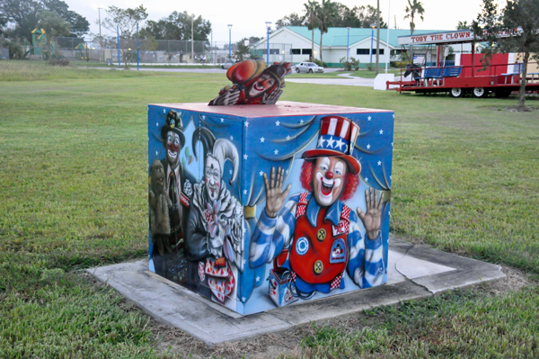 mural box at Toby's Clown School