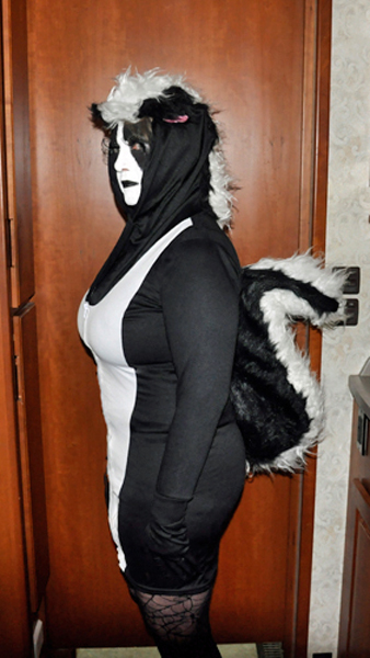 Karen Duquette as a skunk