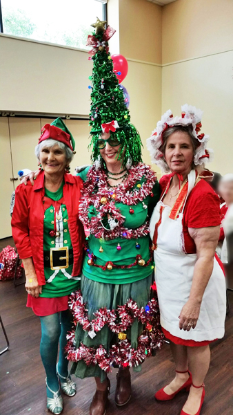 Dottie, Karen, and Mrs. Claus