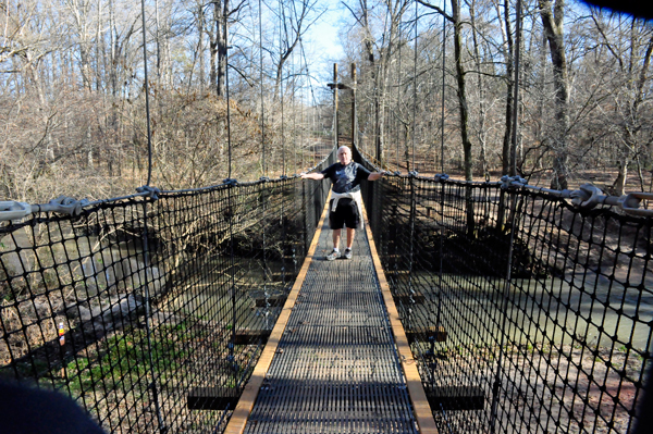 Lee Duquette on the swinging bridge