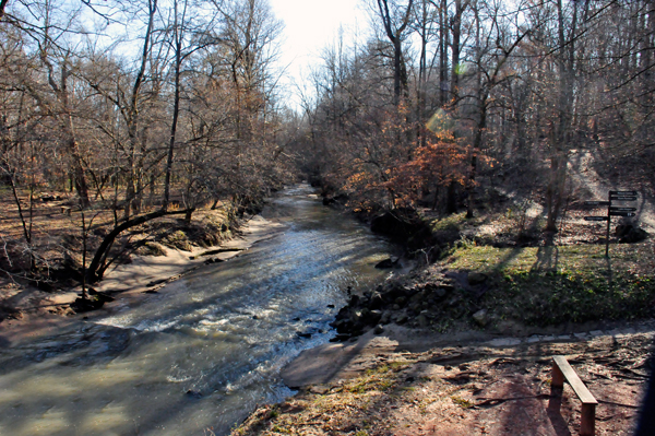 view from the swinging bridge