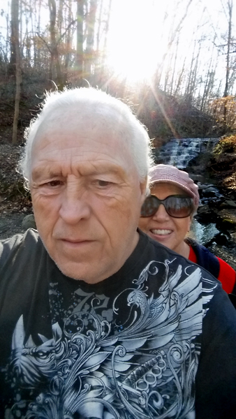 the two RV Gypsies at Anne Springs Greenway waterfall