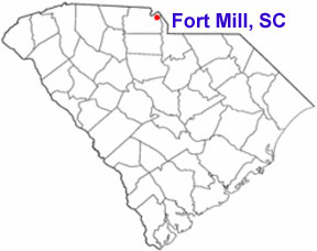 Map of SC showlng location of Fort Mill
