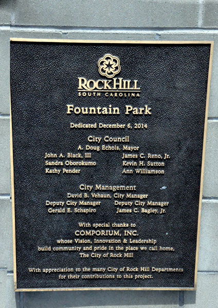 Fountain Park plaque