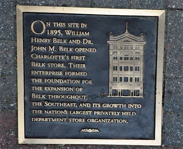 sign about Charlotte's first Belk Store