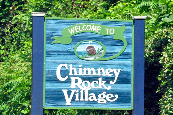 welcome to Chimney Rock Village sign
