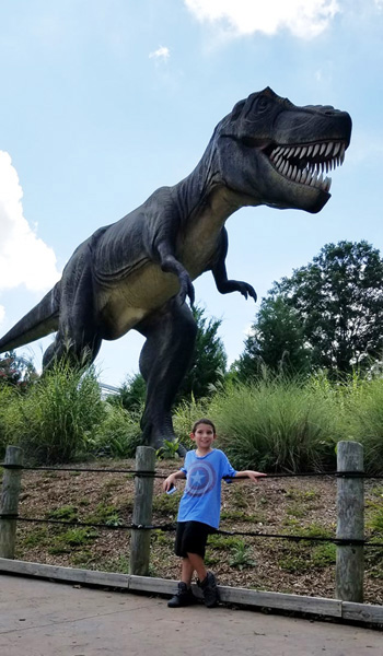 Anthony and a dinosaur