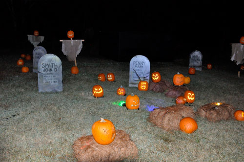 carved pumpkins cemetery