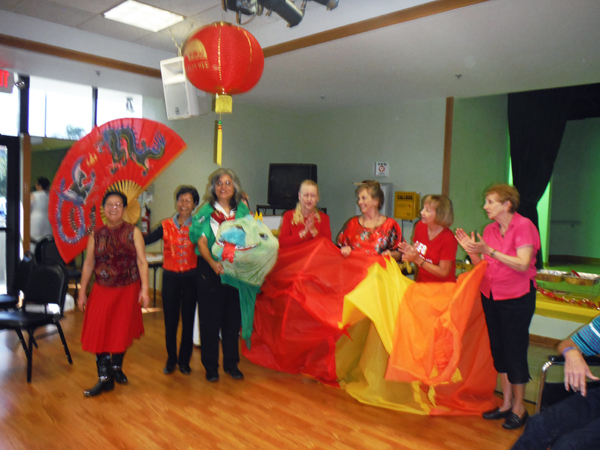 Karen Duquette and friends who were in the Parade of the Dragon