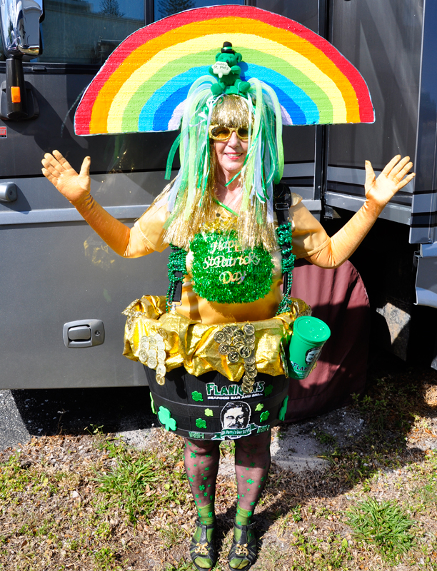 Karen Duquette and her pot of gold costume