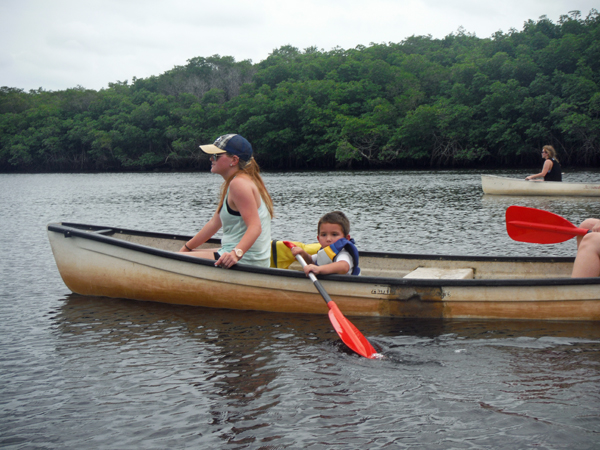 Anthony tried to paddle the canoe