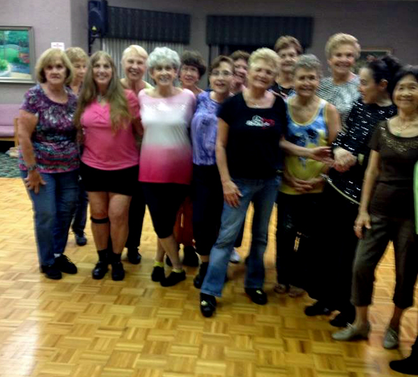 Karen at a line-dance party with friends