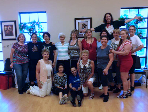 Karen at a line-dance party with friends