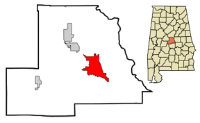Alabama map showing location of Clanton