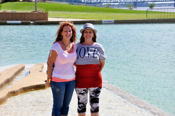 Karen Duquette and her sister at Mud Island