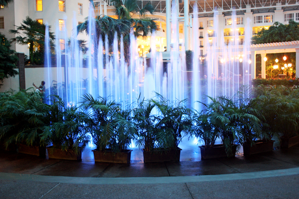 colorful waterfall inside the Gaylord Opryland Hotel