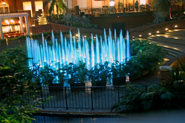 colorful waterfall inside the Gaylord Opryland Hotel