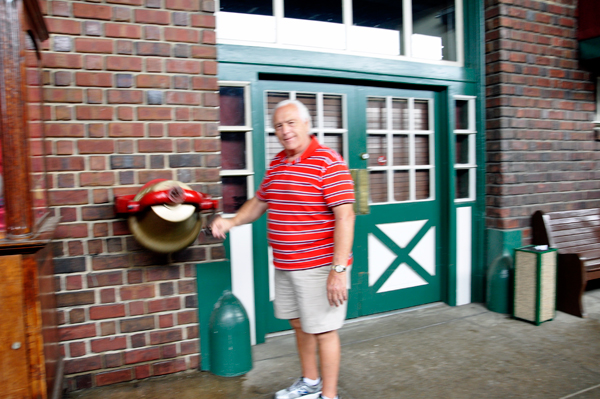 Lee ringing the very loud bell at Chattanoog Choo-Choo