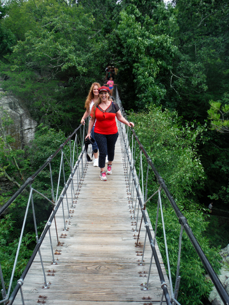 Karen Duquette and her sister on Swing-A-Long Bridge at Rock City