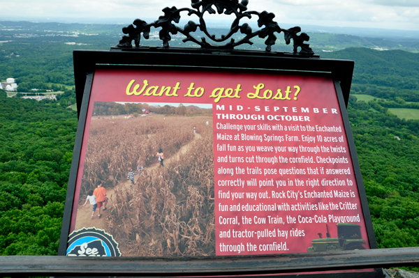 sign about a maze far below