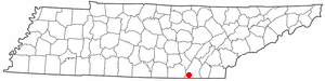 map of Tennessee showing location of Chattanooga