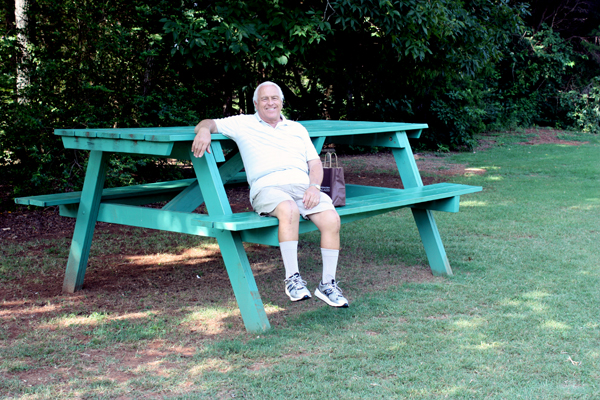 Lee Duquette and a very big picnic table