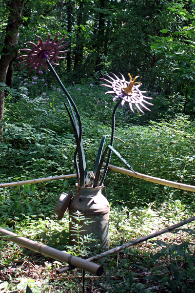 milk jug and flowers