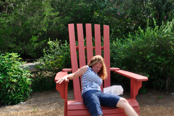 Ilse trying to get out of the big chair.