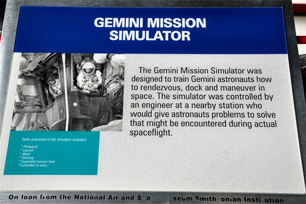 Gemini Mission Simulator sign