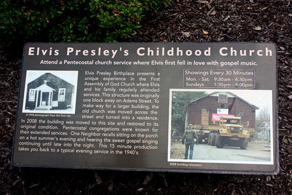 sign: Elivis Presley's childhood church