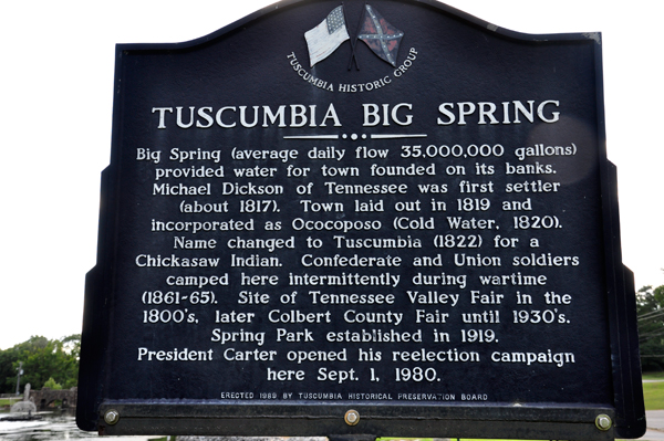 sign about Tuscumbia's Big Spring