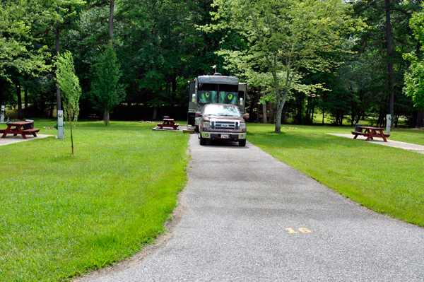 a very long site at Sugar Mill Creek RV Resort