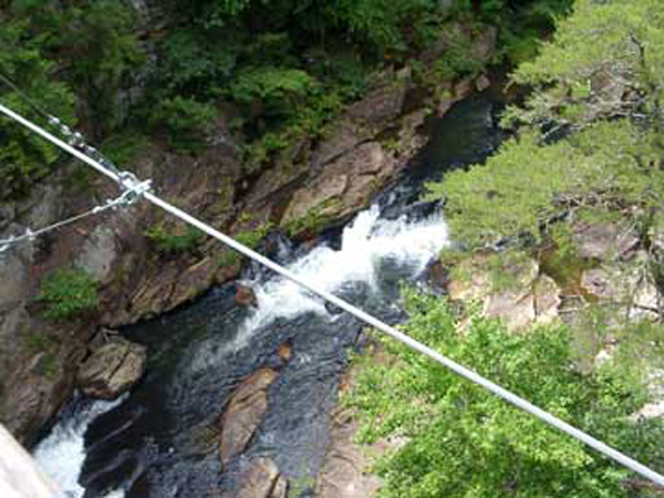 View from both sides of the suspension bridge