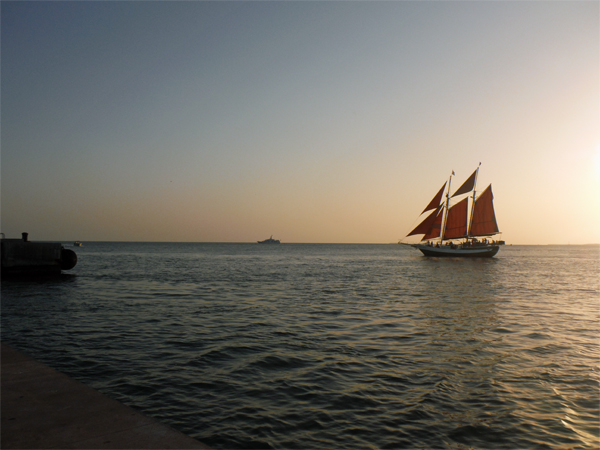 sailboat and sunset at Mallory Square