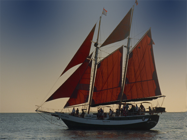 sailboat and sunset at Mallory Square