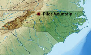 NC map showing location of Pilot Mountain