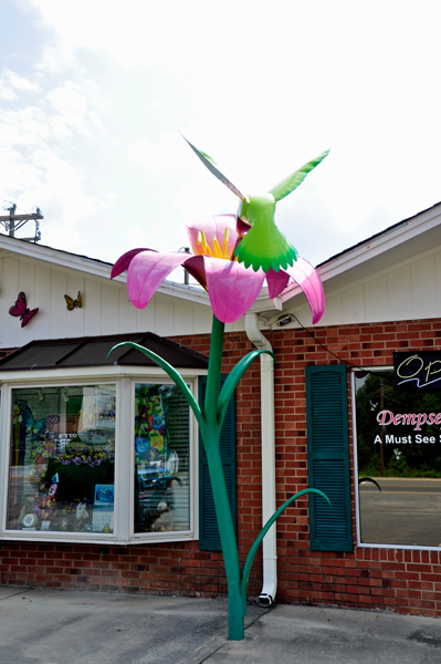 Dempsey's 14-foot tall Hummingbird and Lily Sculpture