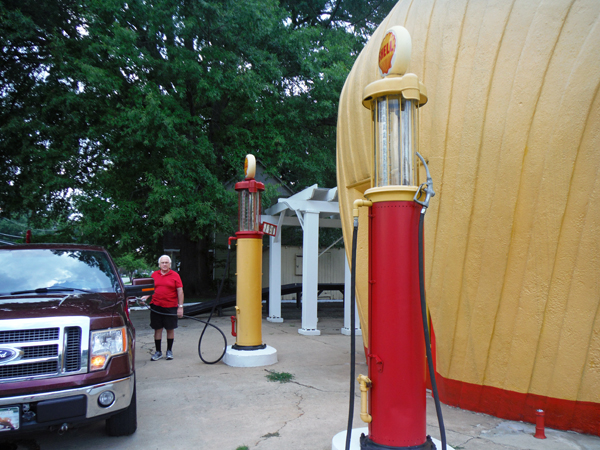 Lee Duquette getting gas at a special gas statiion