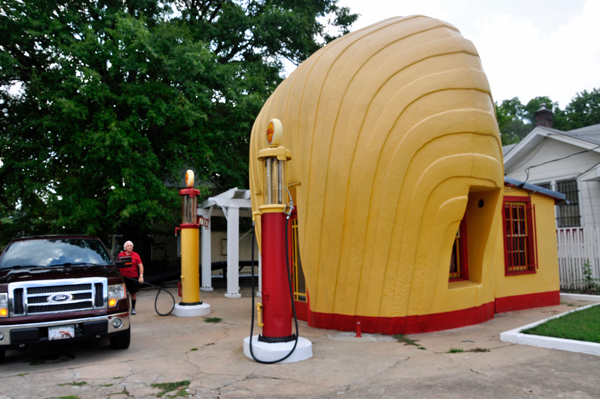 Lee Duquette getting gas at a special gas statiion