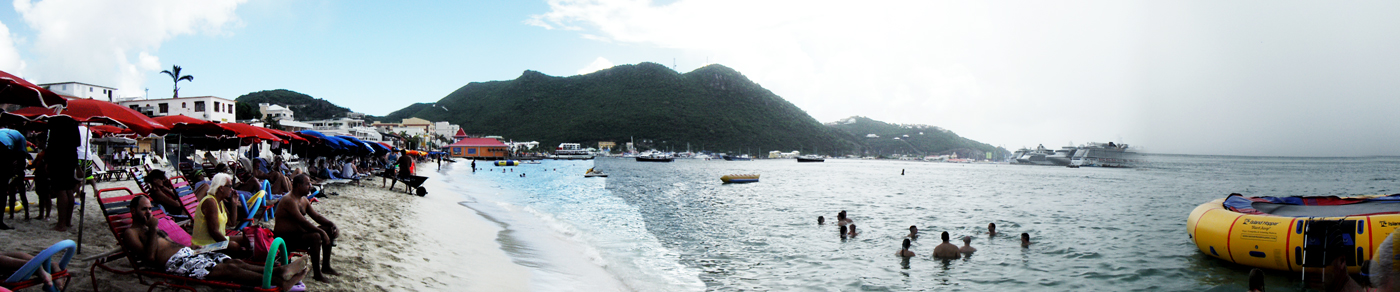 panorama of the beach at St. Maarteen